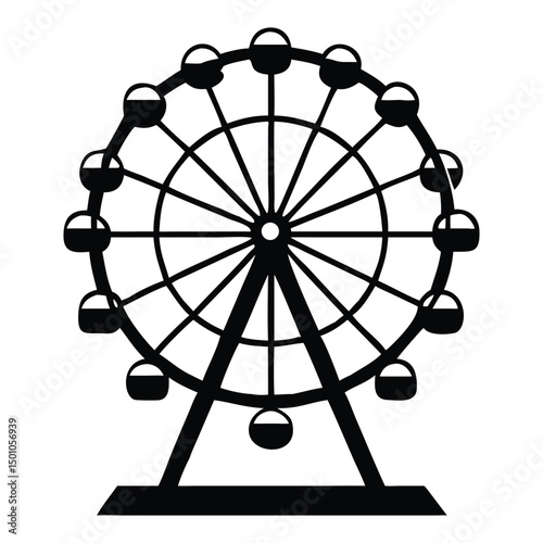 Ferry wheel  Silhouette Vector Style.
