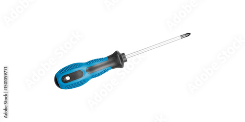 Philips screwdrivers blue color on isolated white background close-up