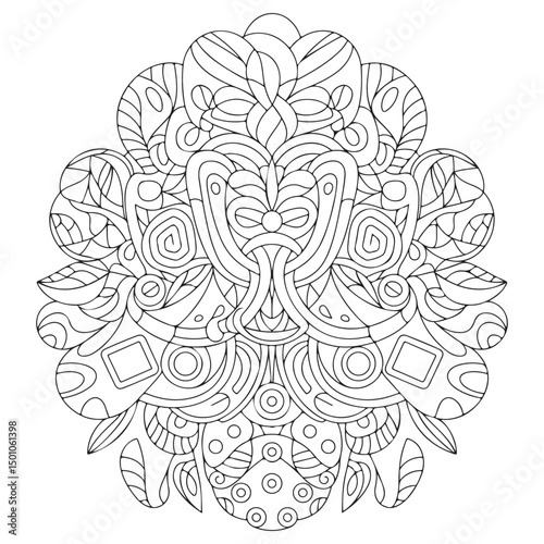 Easy Mandala Black and White Circle Outline - Mandala Coloring Pages for Adults and Kids - Simple Mandalas Artwork Vector