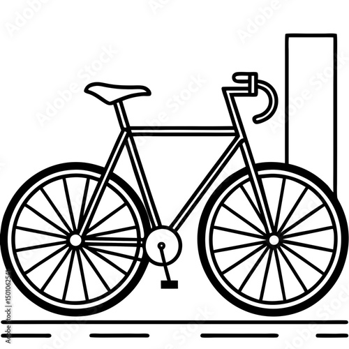 Minimalist Fixie Bike in Urban Alley – Vector on White