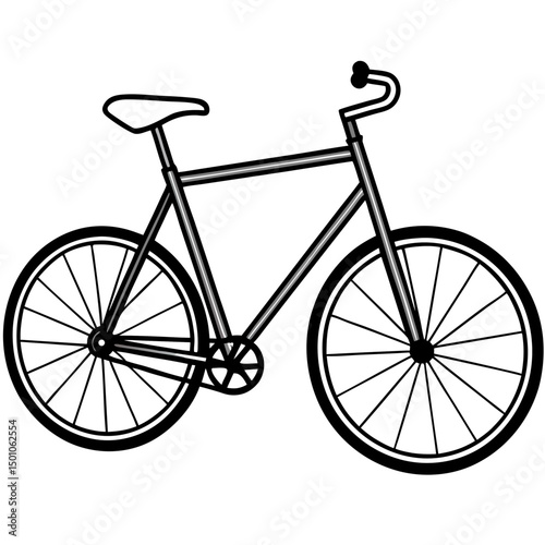 Minimalist Fixie Bike in Urban Alley – Vector on White