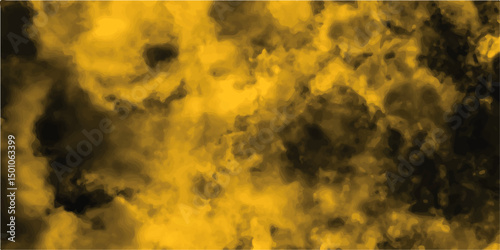 Abstract background resembling a cloudy texture must be soft and smoky. Patterns evoking mist, Beautiful grunge  black yellow background with space. Old grunge design cement wall texture.