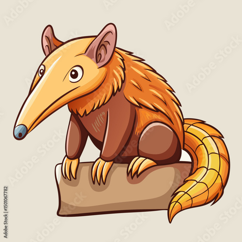 anteater perched on white