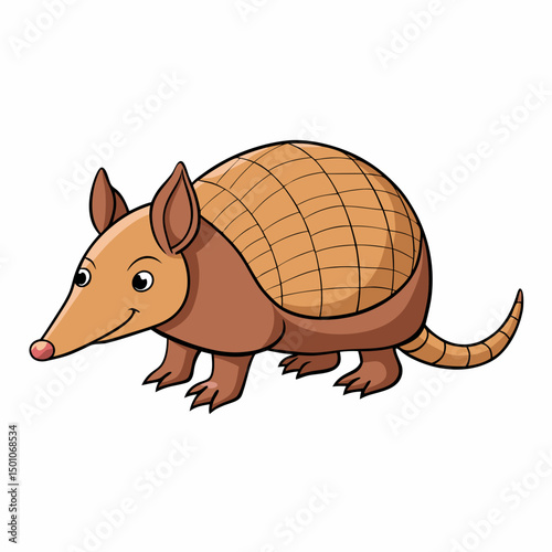 armadillo perched on white