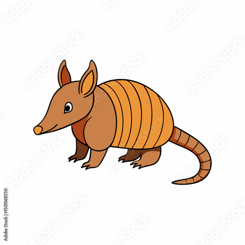 armadillo perched vector style on white