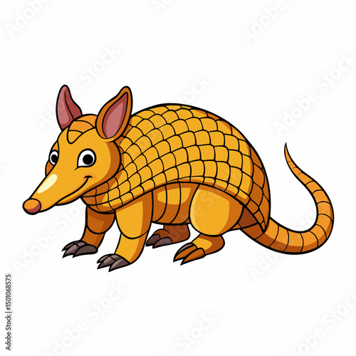 armadillo perched vector style on white