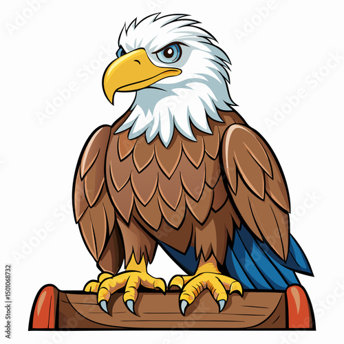 bald eagle perched on white