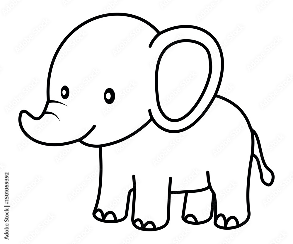 Naklejka premium Cute Animal Cartoon Elephant for Coloring Books