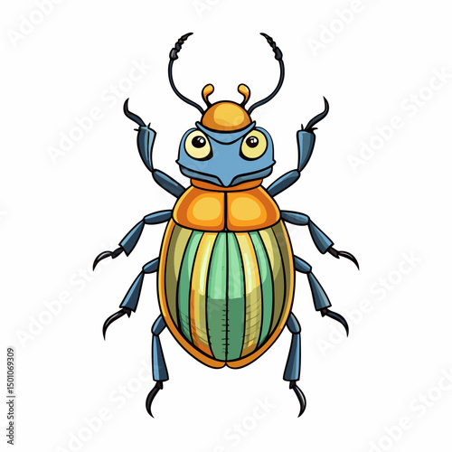 beetle perched vector style on white