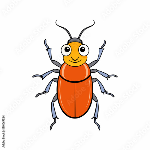 beetle perched vector style on white