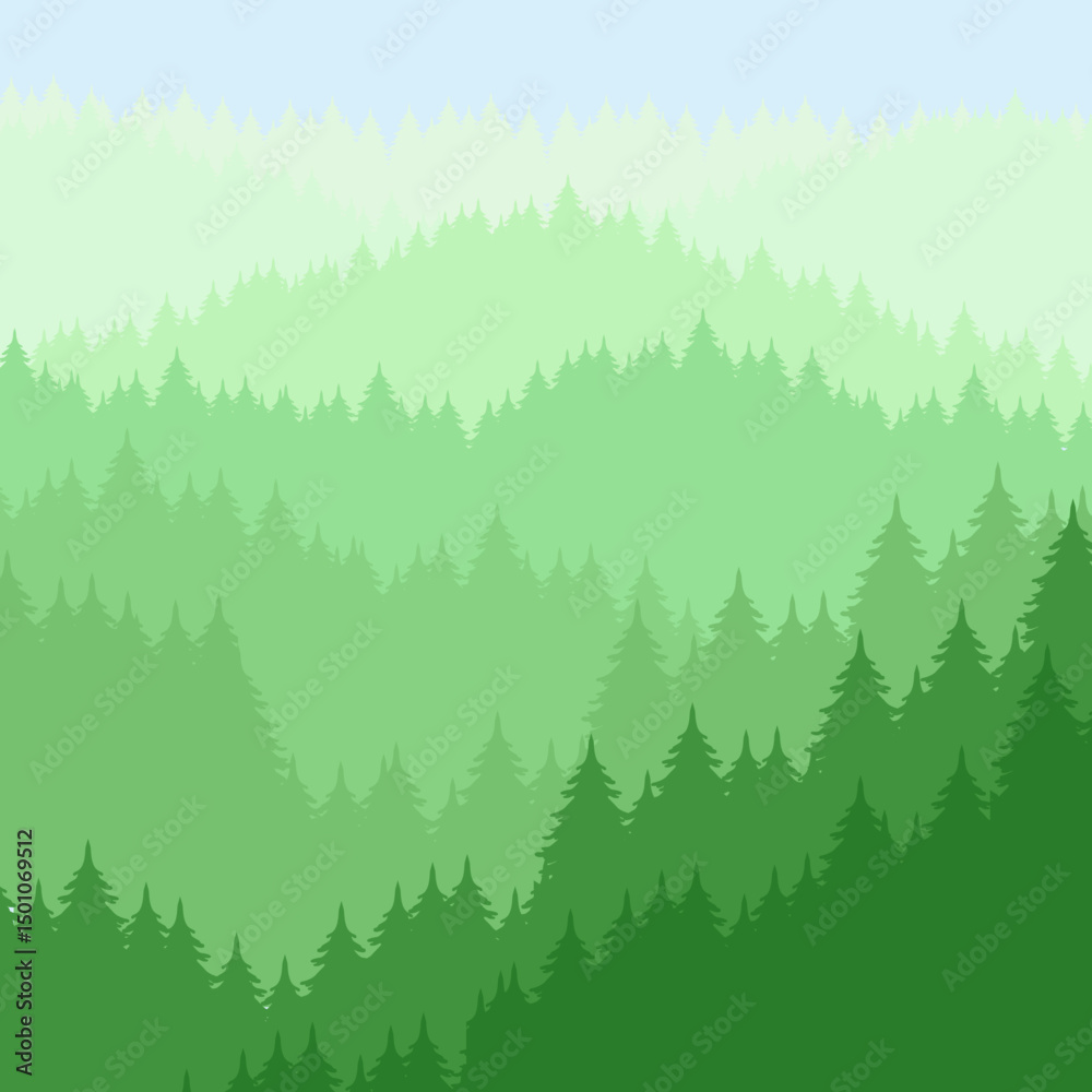 Fototapeta premium Nature background. Abstraction of mountains. Illustration of green mountain landscape.