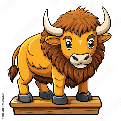 bison perched on white