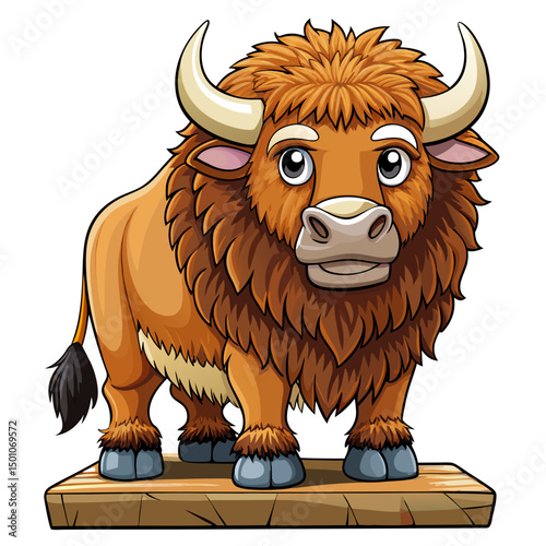 bison perched on white
