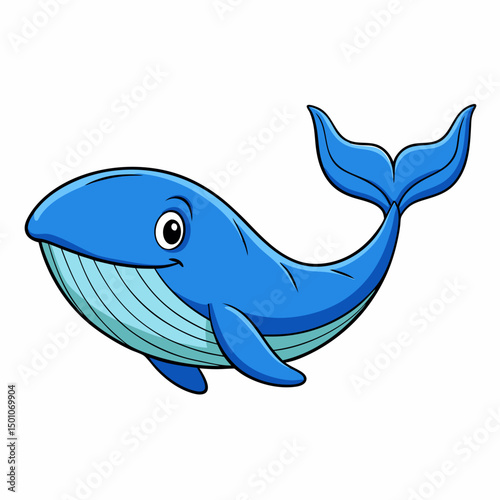 blue whale perched on white
