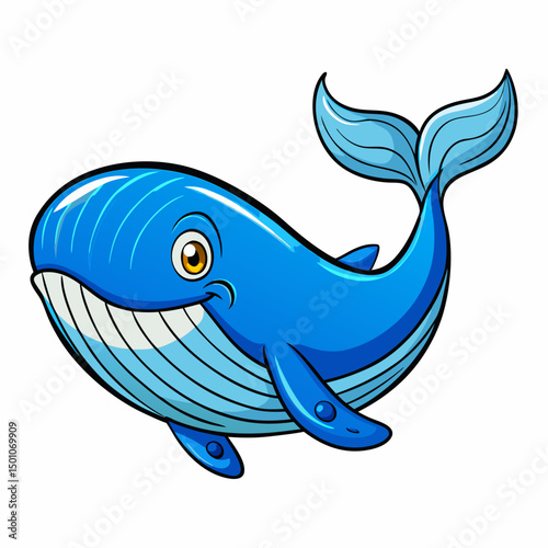 blue whale perched on white