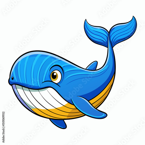 blue whale perched on white