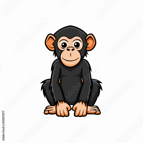 bonobo perched on white