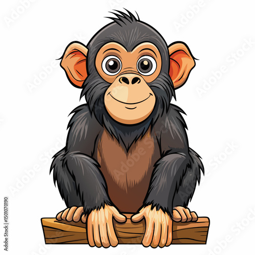 bonobo perched on white