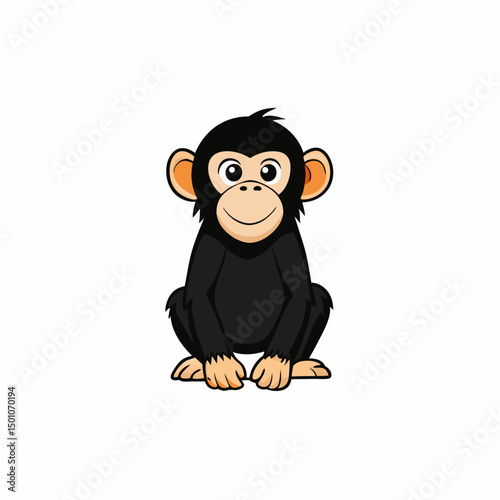 bonobo perched on white