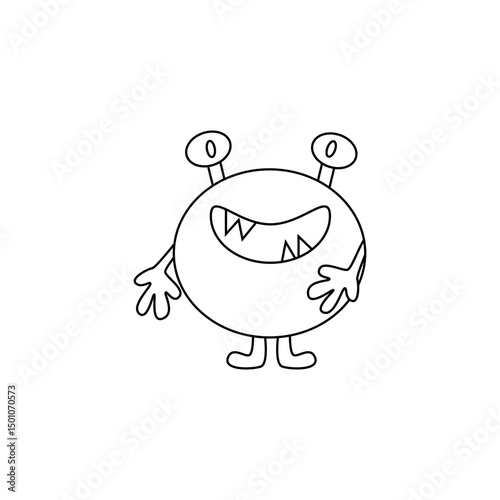 Cute fantasy alien monster. Сartoon character. Hand drawn illustration isolated on white background. Vector illustration