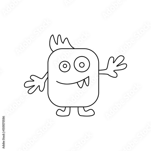 Cute fantasy alien monster. Сartoon character. Hand drawn illustration isolated on white background. Vector illustration