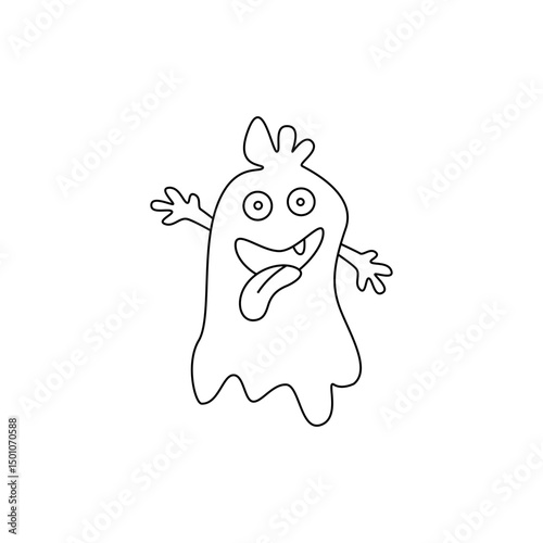 Cute fantasy alien monster. Сartoon character. Hand drawn illustration isolated on white background. Vector illustration