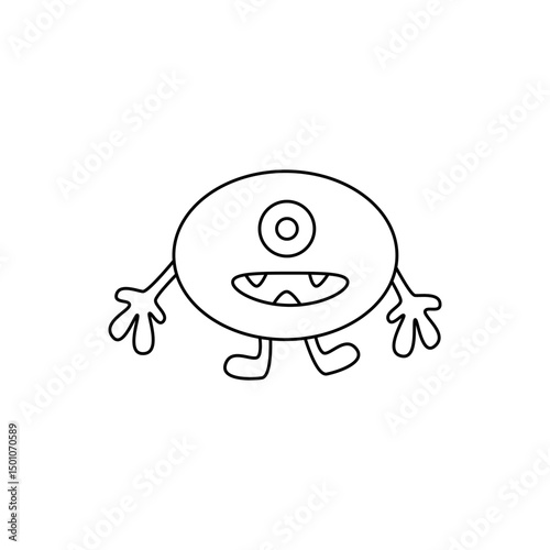 Cute fantasy alien monster. Сartoon character. Hand drawn illustration isolated on white background. Vector illustration