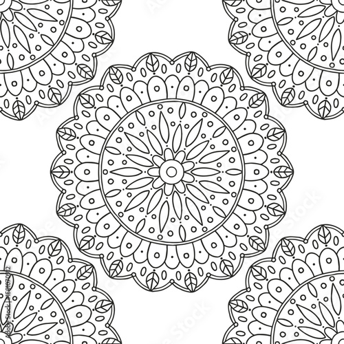 Coloring page for adults and children. Mandala.