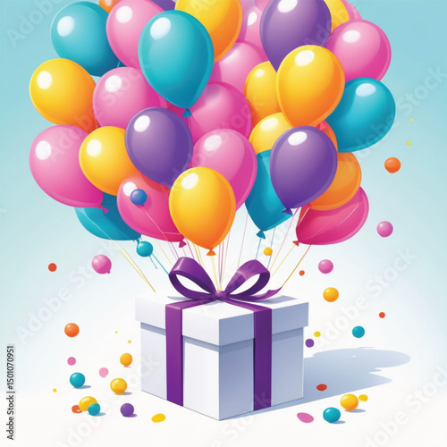 gift box with balloons
