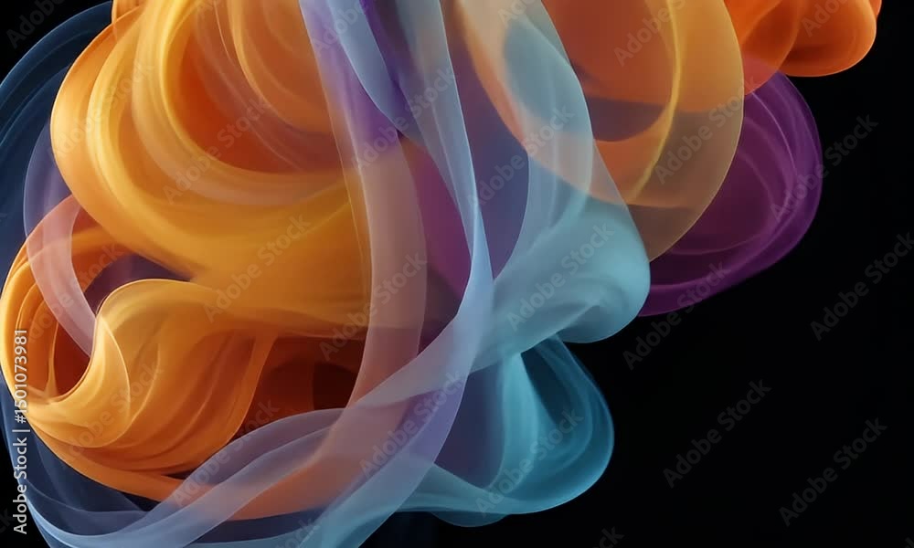 Abstract swirling ribbons of translucent color
