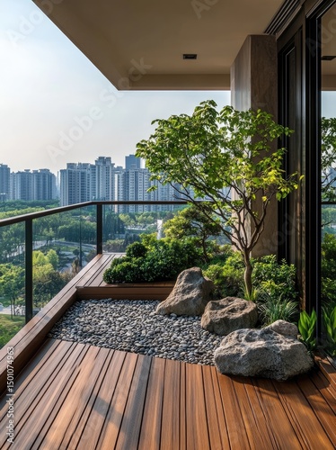 Modern balcony garden with city view (1)