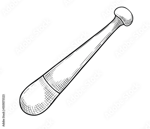 Vector illustration of Pestle for grinding herbs and spices. Hand drawn linear drawing of kitchen tool for culinary, apothecary, and herbal preparation designs. Outline sketch for recipes in cookbook.