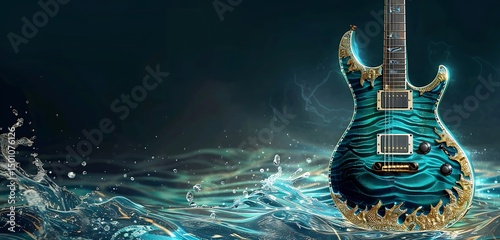 gitar in different colorful background with tubelihgts in ht esting of the guitar abstract lively walpaper background 