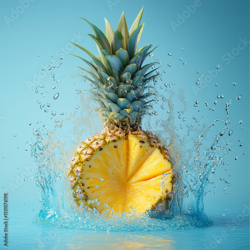 Explosive Juice Burst from Freshly Cut Pineapple:Presenting the fresh and delicious taste of pineapple fruit