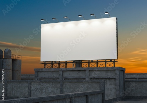 Outdoor Billboard Display Against Sunset Sky Photo Illustrative Advertising Concept