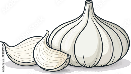 Garlic Cloves Illustration on White Background