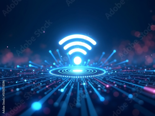 Futuristic Wireless Network Concept – Digital Connectivity and Data Transmission