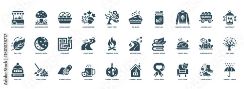 autumn fall activity seasonal icon set