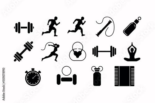 Fitness Icons Set for Workout and Wellness