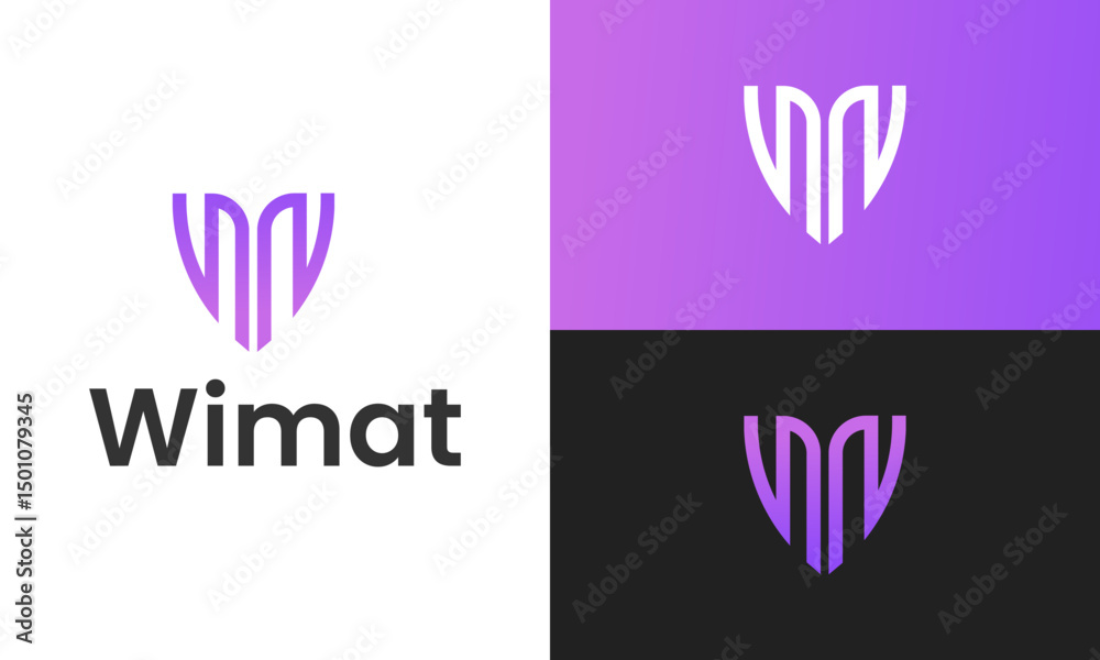 Fototapeta premium Letter wm and M, W logo design branding for company