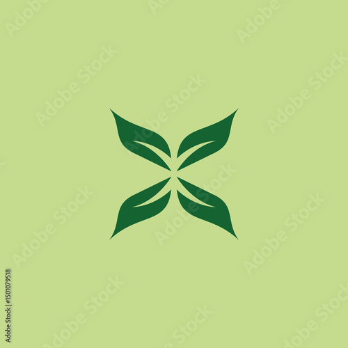 Letter X Leaf Logo Design. X Nature Icon