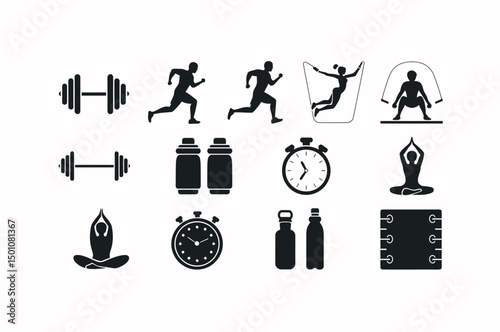 Fitness Icons Set for Workout and Wellness