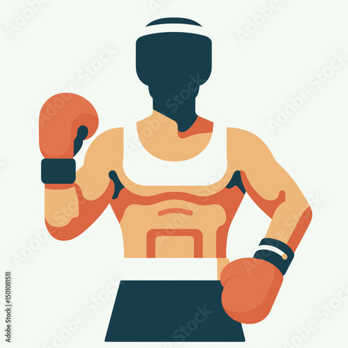 Boxer raising fist in protective gloves 
