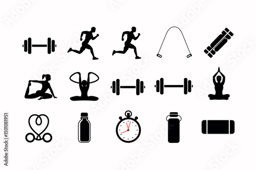 Fitness Icons Set for Workout and Wellness
