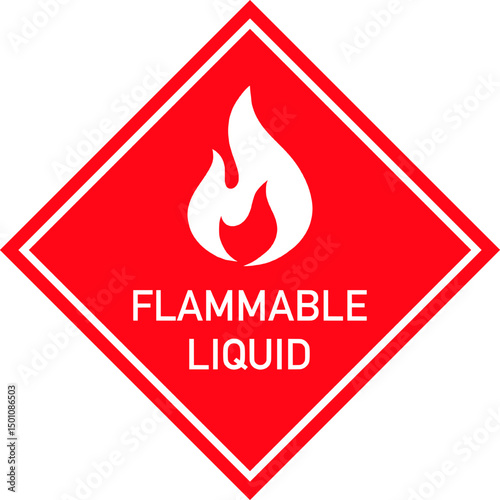 Flammable Liquid Safety Sign – GHS Hazard Symbol in Red Diamond Shape