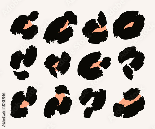 Leopard spots, shapes. Set. Vector design elements