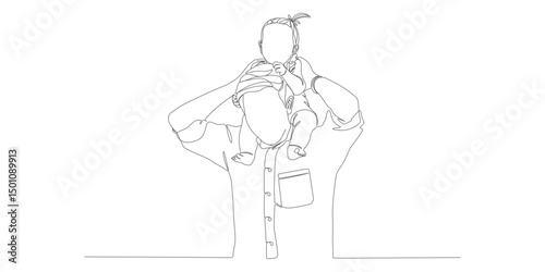 Wallpaper Mural Father Carrying Child on Shoulders - Continuous Line Drawing of Family Bond

 Torontodigital.ca