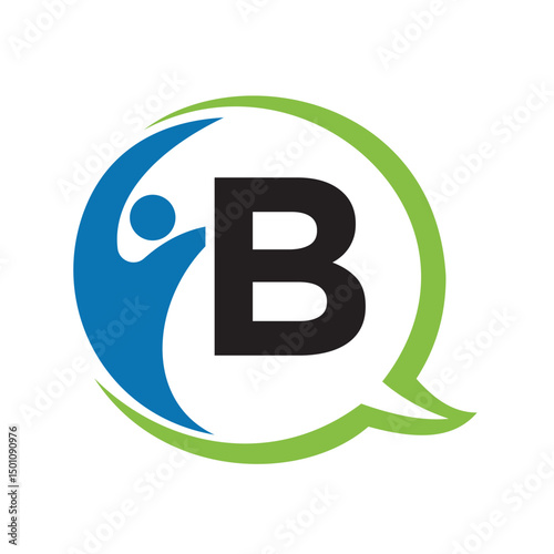 Human Life Logo combine with letter B vector template