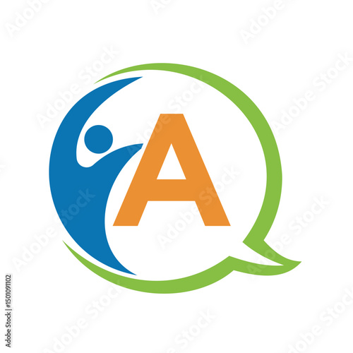 Human Life Logo combine with letter A vector template