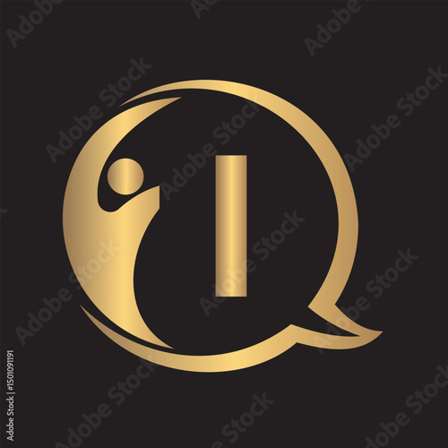 Human Life Logo combine with letter I vector template